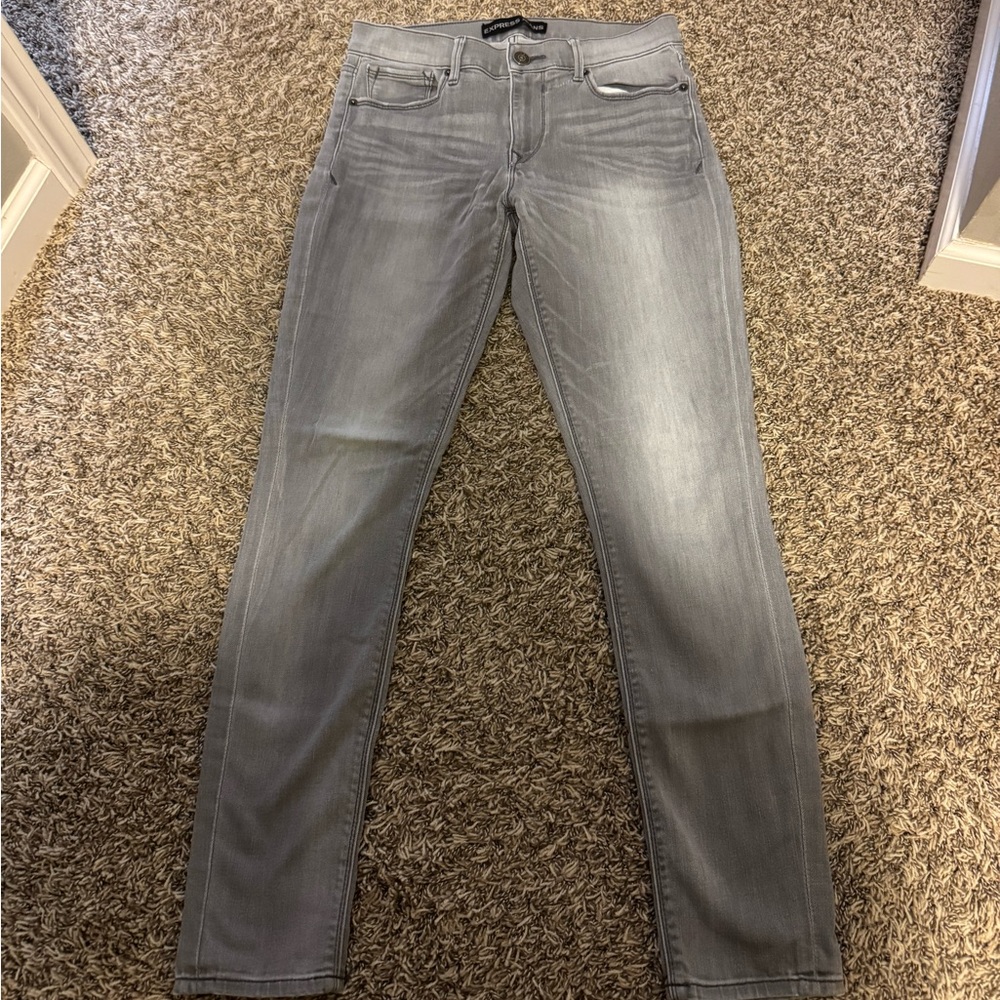 Express Women's Light Gray Skinny Jeans - Size 8R